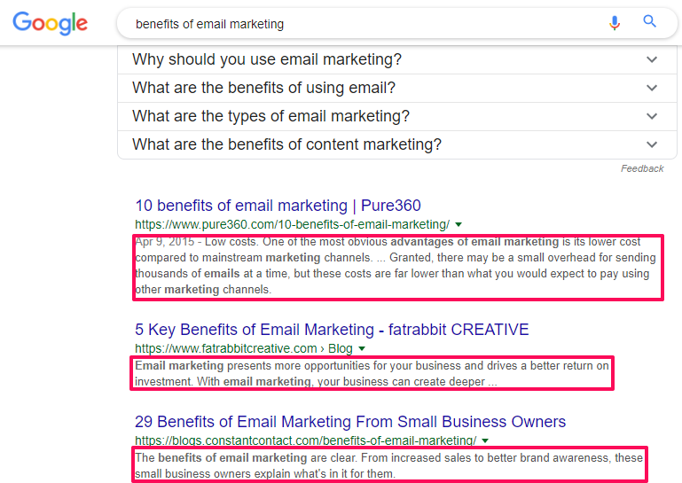 SEO best practices- example of meta description